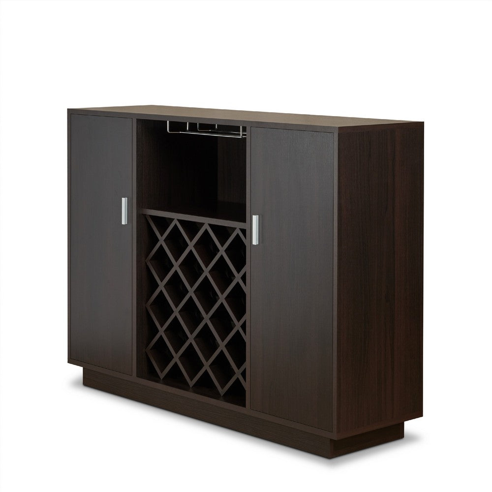Dina Racks Benzara Dina Wine Cabinet Bar w 4 Shelves, Stemware Rack, Espresso ...