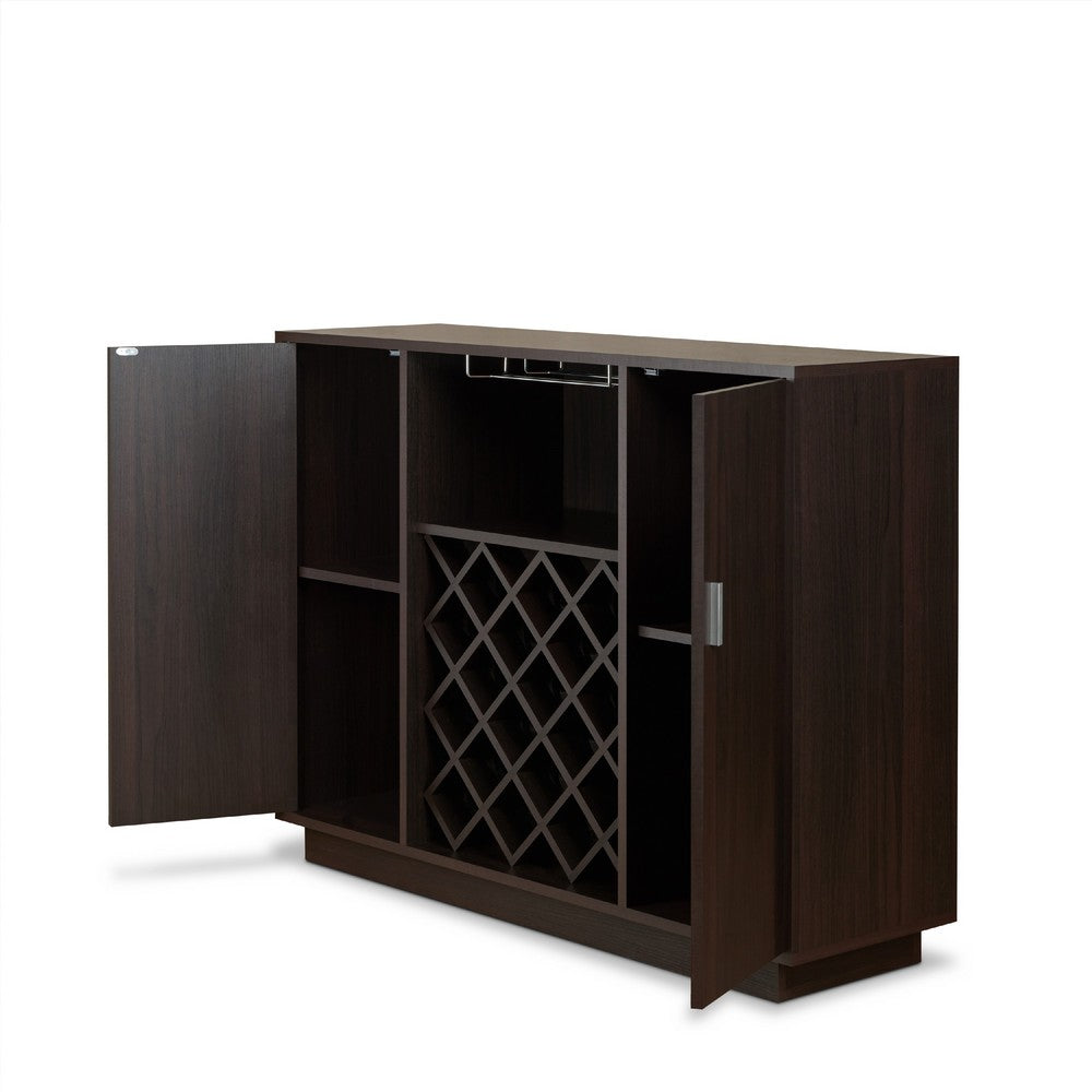Dina Racks Benzara Dina Wine Cabinet Bar w 4 Shelves, Stemware Rack, Espresso ...
