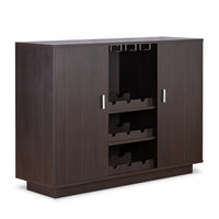 Dina Wine Cabinet Bar w 2 Doors, Stemware Rack, Espresso Brown 47 Inch - BM350830