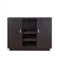 Dina Wine Cabinet Bar w 2 Doors, Stemware Rack, Espresso Brown 47 Inch - BM350830
