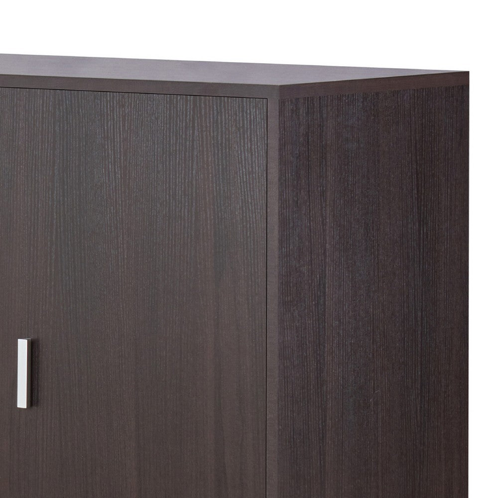 Dina Wine Cabinet Bar w 2 Doors, Stemware Rack, Espresso Brown 47 Inch - BM350830