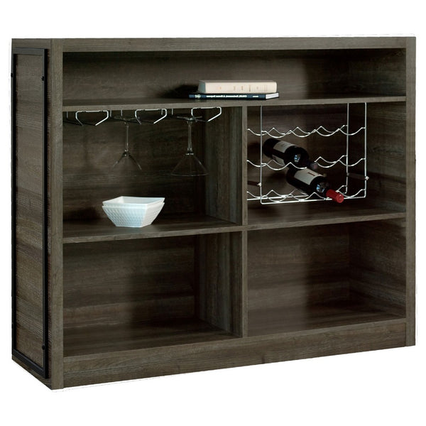 Wine Cabinet Home Bar, 5 Shelves, Stemware, Footrest, Oak Brown 51 Inch - BM350831