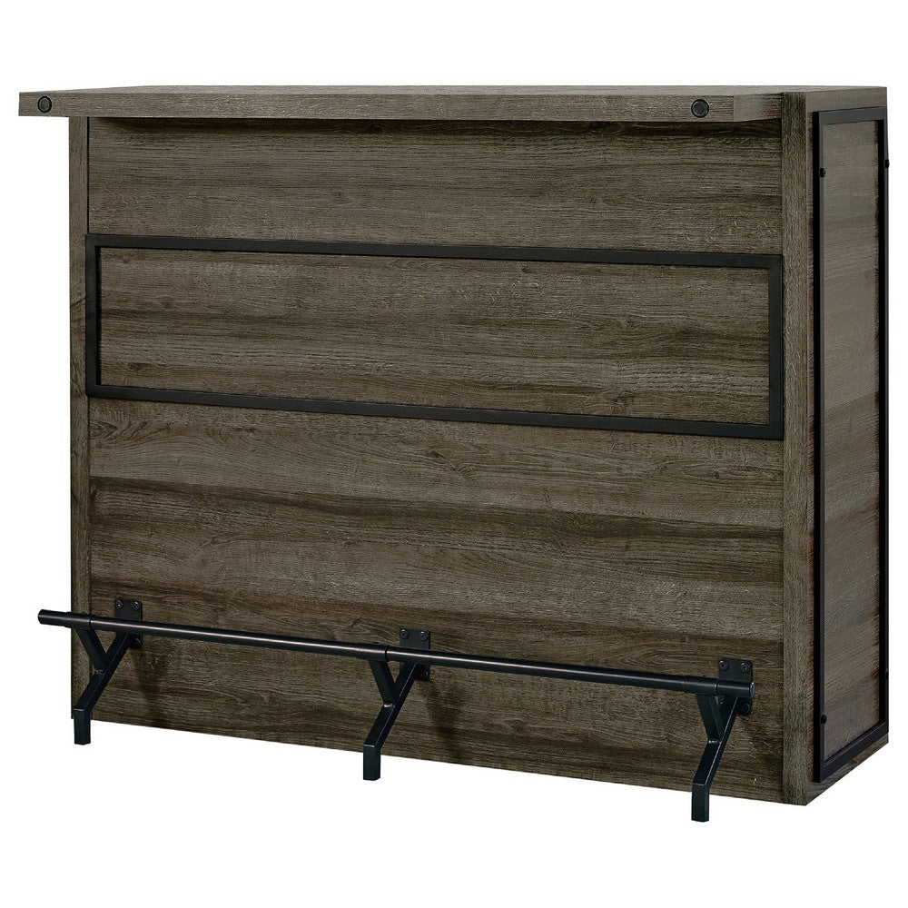 Wine Cabinet Home Bar, 5 Shelves, Stemware, Footrest, Oak Brown 51 Inch - BM350831