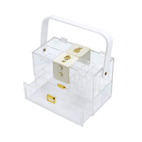 Makeup Storage Box w Handle, 9 Inch Clear See Thru Acrylic Organizer - BM350839