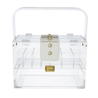 Makeup Storage Box w Handle, 9 Inch Clear See Thru Acrylic Organizer - BM350839