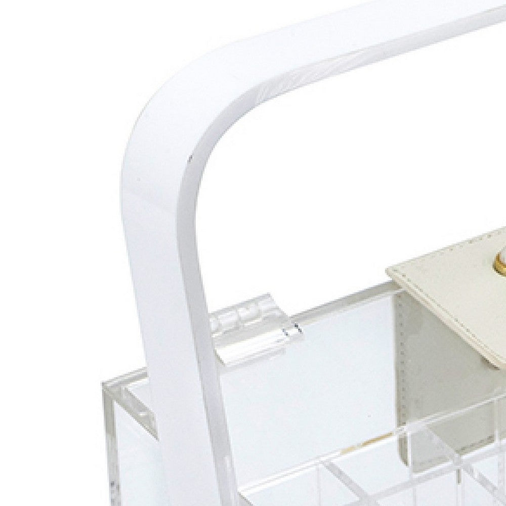 Makeup Storage Box w Handle, 9 Inch Clear See Thru Acrylic Organizer - BM350839