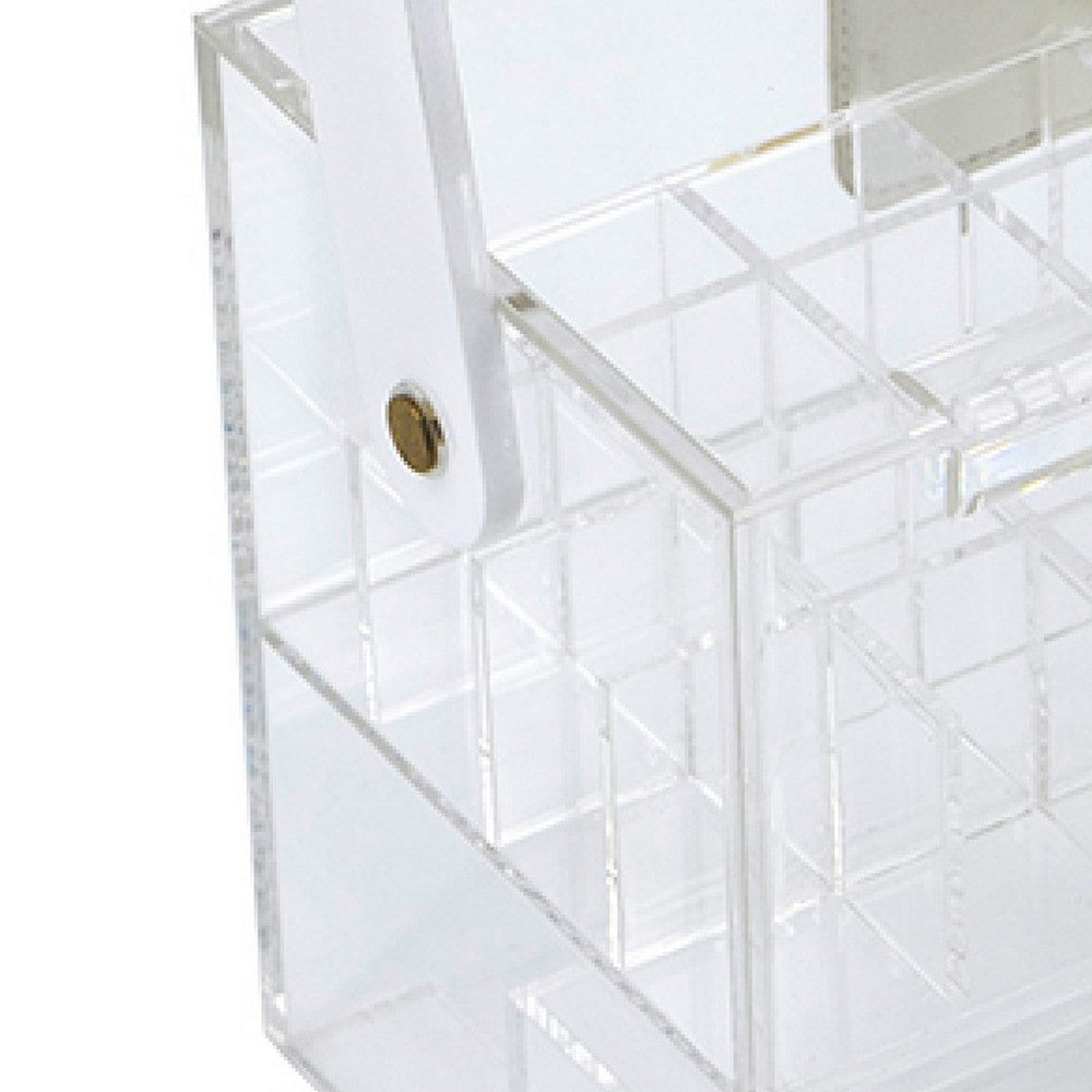 Makeup Storage Box w Handle, 9 Inch Clear See Thru Acrylic Organizer - BM350839