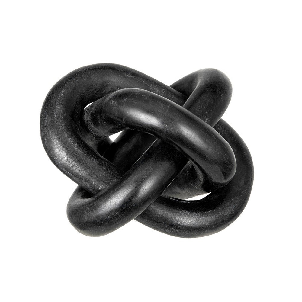 Lary Decorative Chain Knot Sculpture, 6 Inch Natural Black Marble - BM350840