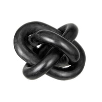 Lary Decorative Chain Knot Sculpture, 6 Inch Natural Black Marble - BM350840