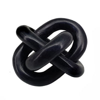Lary Decorative Chain Knot Sculpture, 6 Inch Natural Black Marble - BM350840