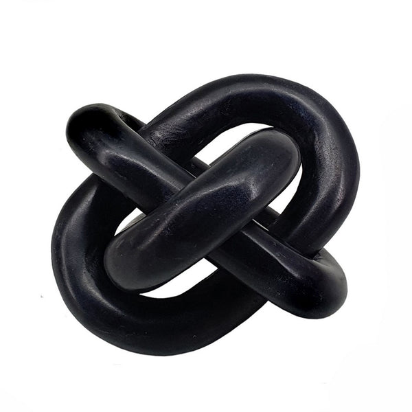 Lary Decorative Chain Knot Sculpture, 6 Inch Natural Black Marble - BM350840