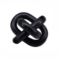 Lary Decorative Chain Knot Sculpture, 6 Inch Natural Black Marble - BM350840