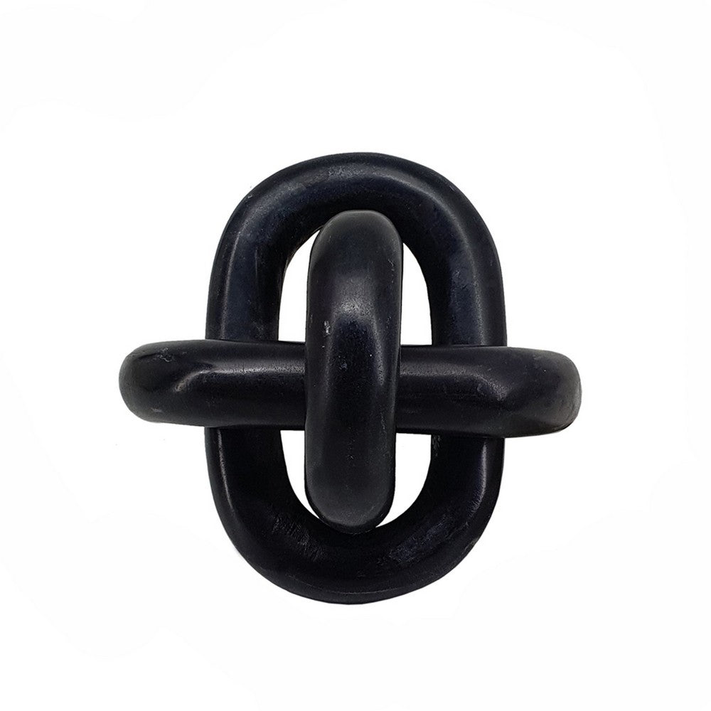 Lary Decorative Chain Knot Sculpture, 6 Inch Natural Black Marble - BM350840