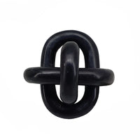 Lary Decorative Chain Knot Sculpture, 6 Inch Natural Black Marble - BM350840