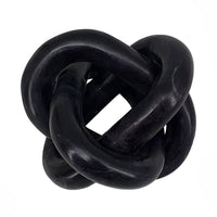 Lary Decorative Chain Knot Sculpture, 6 Inch Natural Black Marble - BM350840