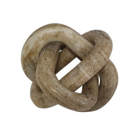 Lary Decorative Chain Knot Sculpture, 6 Inch Natural Cream Gray Marble - BM350841