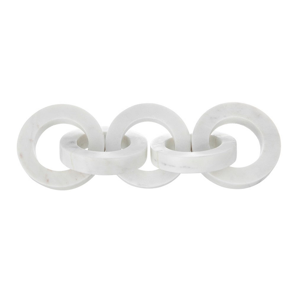 Decorative Interlinked Chain Sculpture, 18 Inch Solid White Marble - BM350842