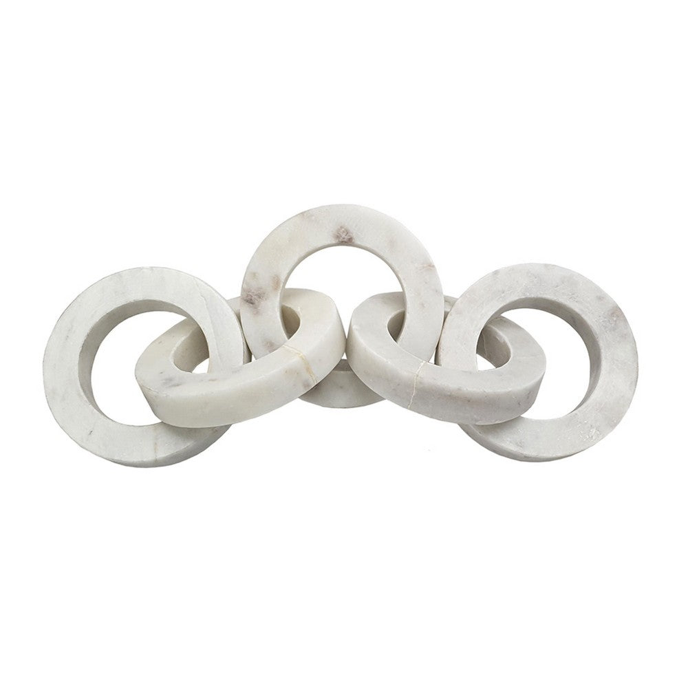 Decorative Interlinked Chain Sculpture, 18 Inch Solid White Marble - BM350842
