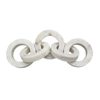 Decorative Interlinked Chain Sculpture, 18 Inch Solid White Marble - BM350842