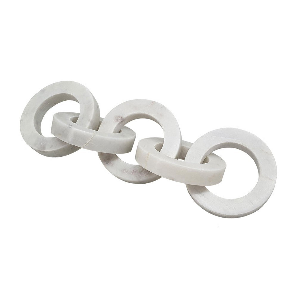 Decorative Interlinked Chain Sculpture, 18 Inch Solid White Marble - BM350842