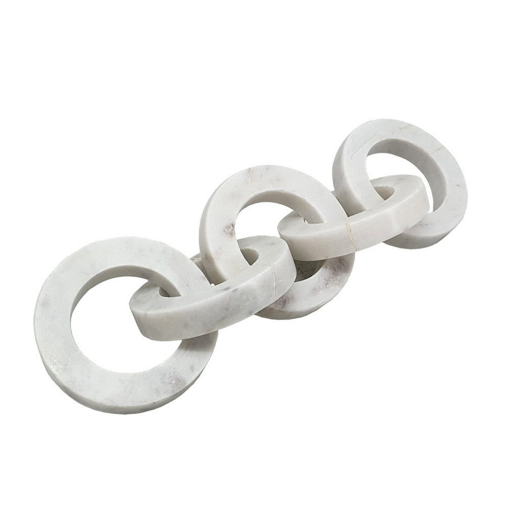 Decorative Interlinked Chain Sculpture, 18 Inch Solid White Marble - BM350842