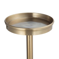 Pillar Candle Holder with Gold Stem, Embedded Agate Stone, 15 Inch White - BM350843