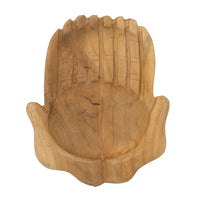 Decorative Hands of Hope Accent Bowl, 14 Inch Natural Brown Teak Wood - BM350844