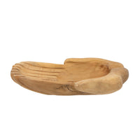 Decorative Hands of Hope Accent Bowl, 14 Inch Natural Brown Teak Wood - BM350844