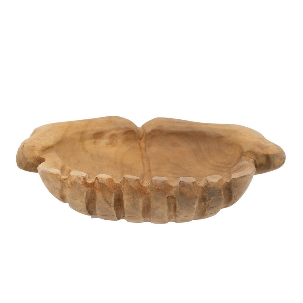 Decorative Hands of Hope Accent Bowl, 14 Inch Natural Brown Teak Wood - BM350844