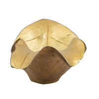 Decorative Sculpted Plate with Gold Foil Interior, 20 Inch Teak Wood - BM350846