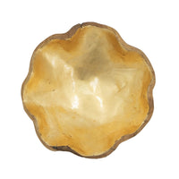 Decorative Organic Freeflow Ruffled Accent Bowl, 9 Inch Gold Teak Wood - BM350847