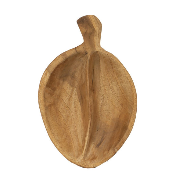 Decorative Bowl with Handle, 9 Inch Farmhouse Natural Brown Teak Wood - BM350848