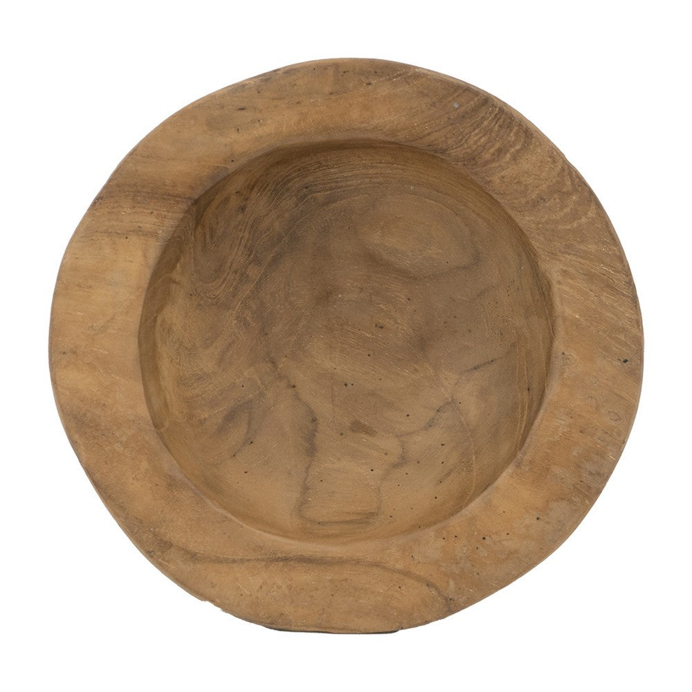 Decorative Candle Holder with Tree Stump Base, 8 Inch Brown Teak Wood - BM350849