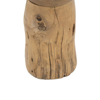 Decorative Candle Holder with Tree Stump Base, 8 Inch Brown Teak Wood - BM350849