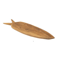Decorative Accent Plate, Carrot Shaped 24 Inch Natural Brown Teak Wood - BM350850