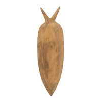 Decorative Accent Plate, Carrot Shaped 24 Inch Natural Brown Teak Wood - BM350850