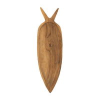 Decorative Accent Plate, Carrot Shaped 24 Inch Natural Brown Teak Wood - BM350850