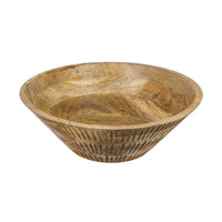 Decorative Bowl, Tapered 12 Inch Round, Textured Brown Mango Wood Finish - BM350851