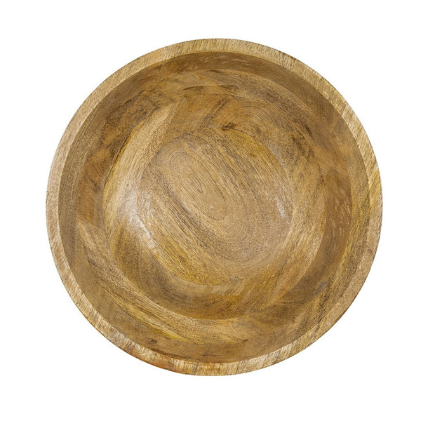 Decorative Bowl, Tapered 12 Inch Round, Textured Brown Mango Wood Finish - BM350851