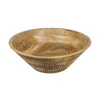 Decorative Bowl, Tapered 12 Inch Round, Textured Brown Mango Wood Finish - BM350851