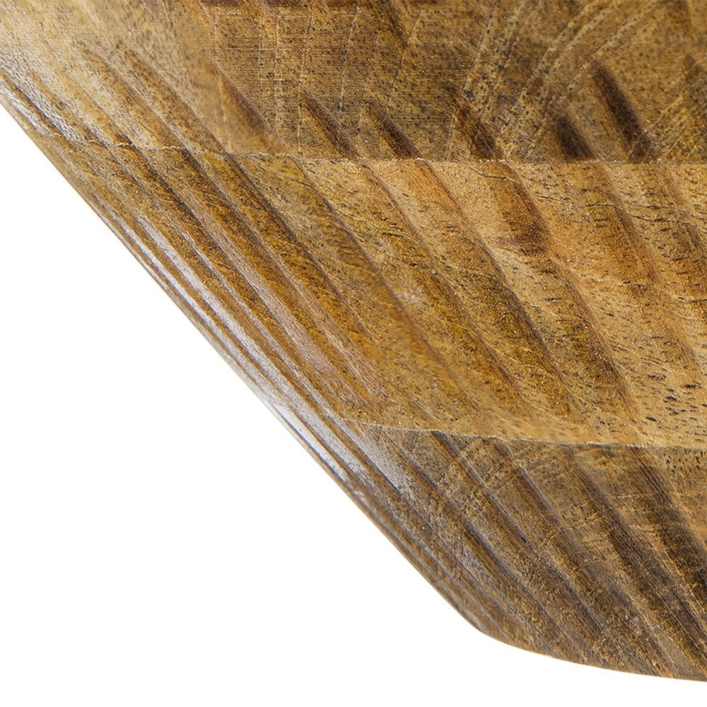 Decorative Bowl, Tapered 12 Inch Round, Textured Brown Mango Wood Finish - BM350851