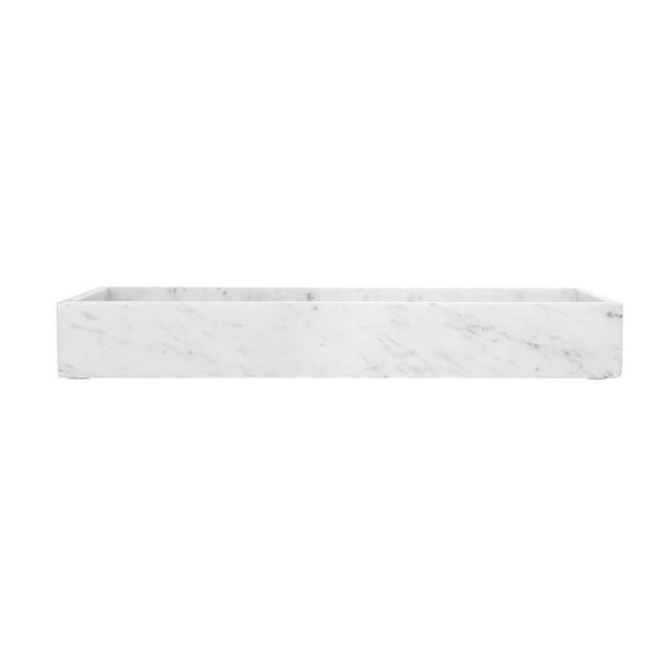 Decorative Tray with Raised Edges, 22 x 8 Rectangular White Marble  - BM350852