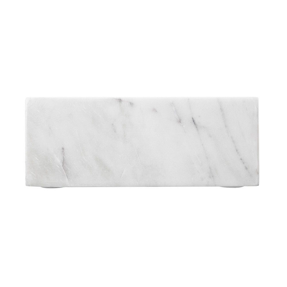 Decorative Tray with Raised Edges, 22 x 8 Rectangular White Marble  - BM350852