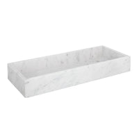 Decorative Tray with Raised Edges, 22 x 8 Rectangular White Marble  - BM350852