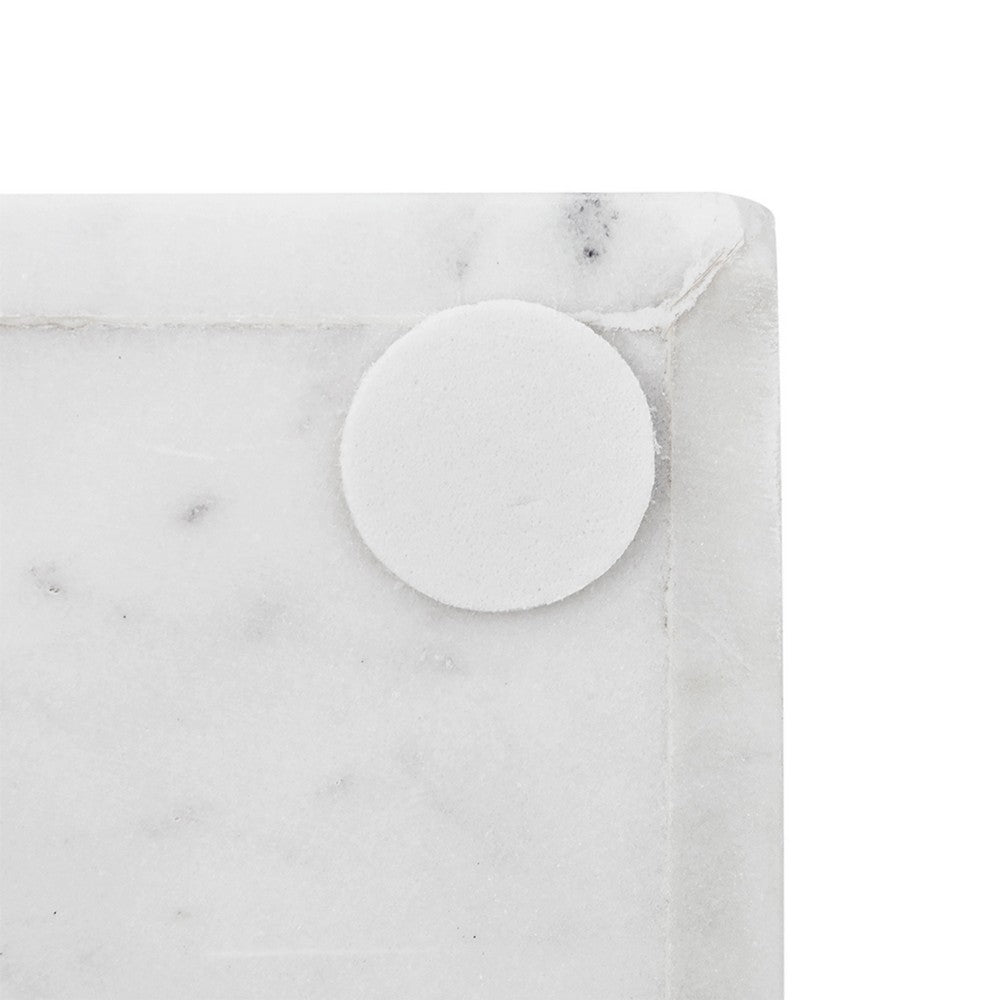 Decorative Tray with Raised Edges, 22 x 8 Rectangular White Marble  - BM350852