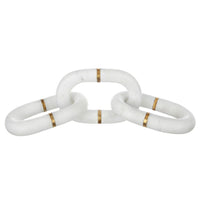 Decorative Chain Link Sculpture, Gold Inlay, 14 Inch White Marble - BM350853