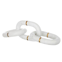 Decorative Chain Link Sculpture, Gold Inlay, 14 Inch White Marble - BM350853