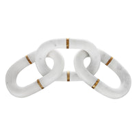 Decorative Chain Link Sculpture, Gold Inlay, 14 Inch White Marble - BM350853