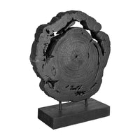Decorative Teak Wood Tree Trunk Sculpture on a Stand, 20 Inch, Black  - BM350857