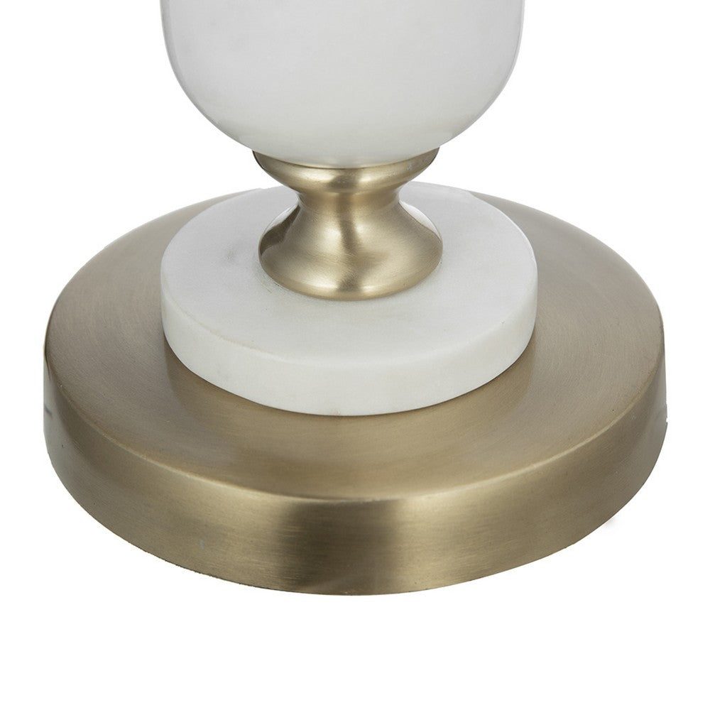 Kea Candle Holder, 3 White Marble Ball Spheres w Gold Accent, 15 Inch - BM350858